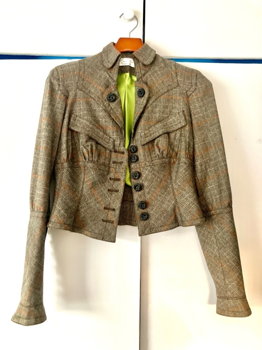 Byron Lars Plaid Tailored Jacket - Gray & Brown 4
